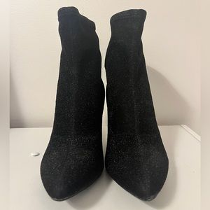 Jones New York Stretch Black Sparkle Stiletto Booties Sweater Heel